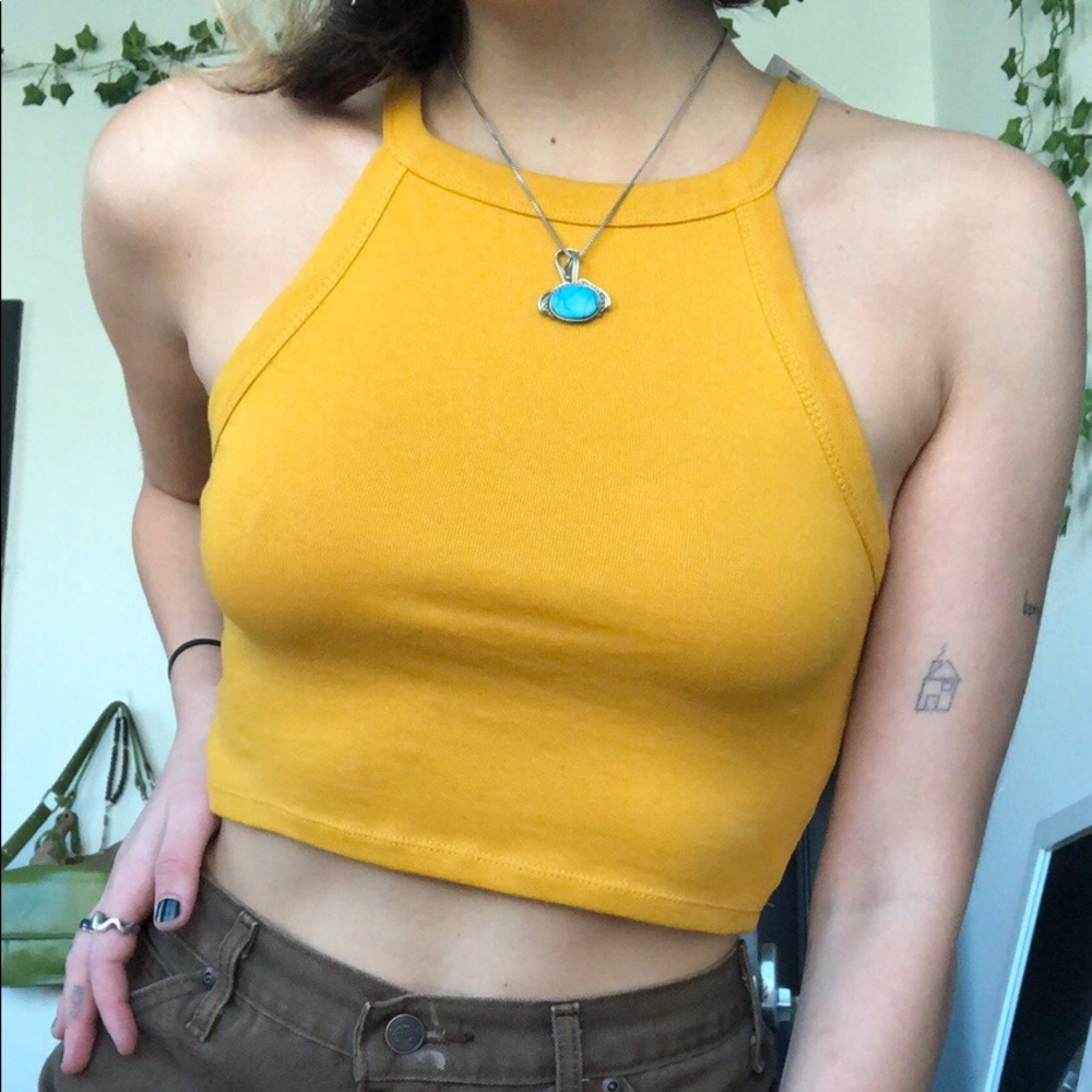 mustard yellow halter top